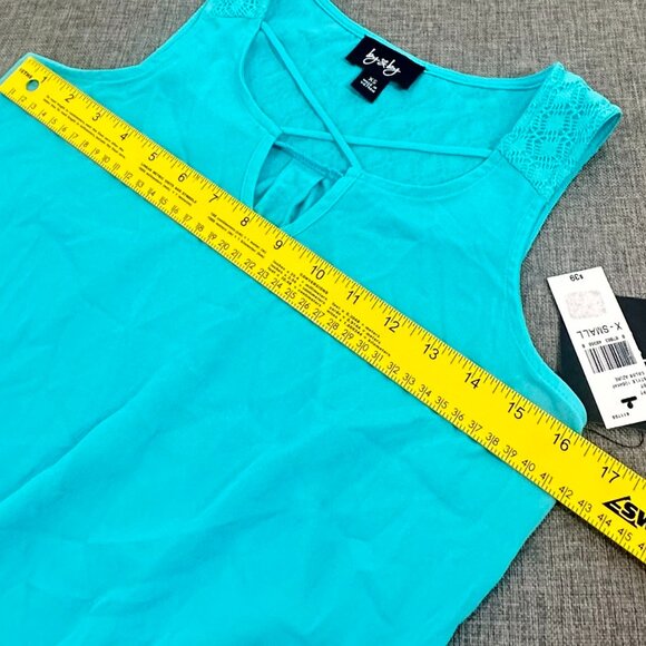 NEW! By & By Front Tie Not Tank Top Azure XS Cotton Blend $39 Lightweight - Picture 8 of 11